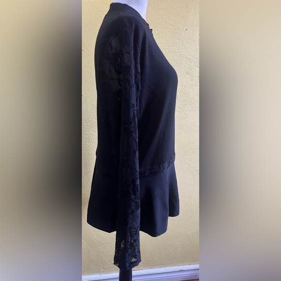 Peter Nygard Black Sweater w/ Lace On the Arms!! - Picture 7 of 12